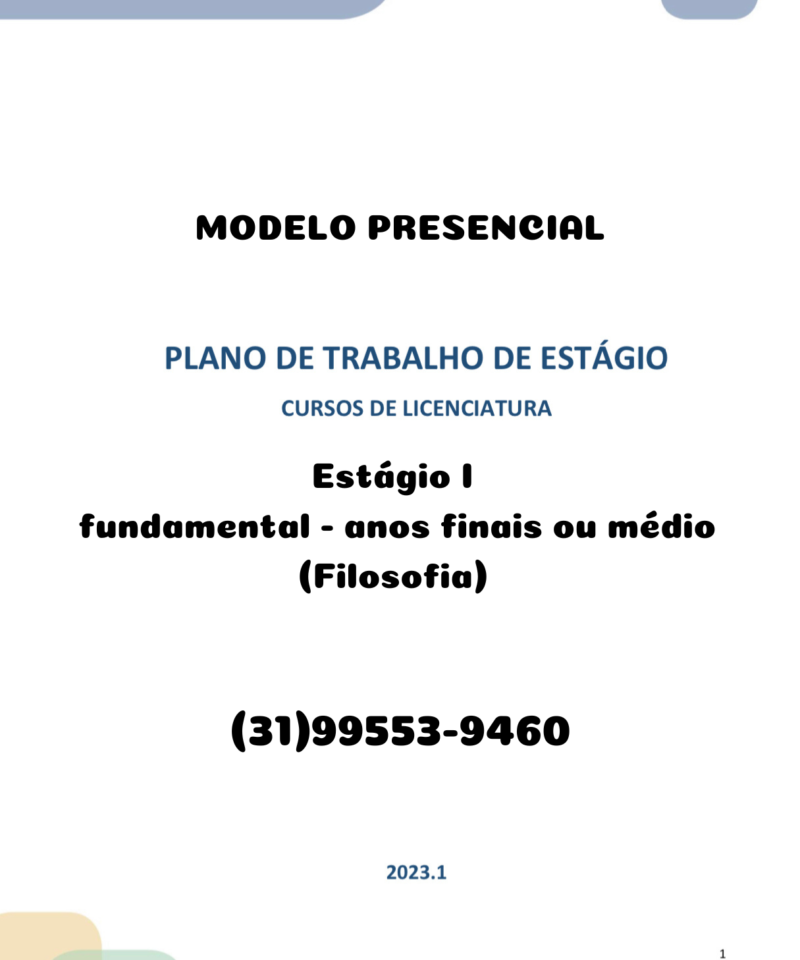 Estágio I fundamental - anos finais ou médio (Filosofia)