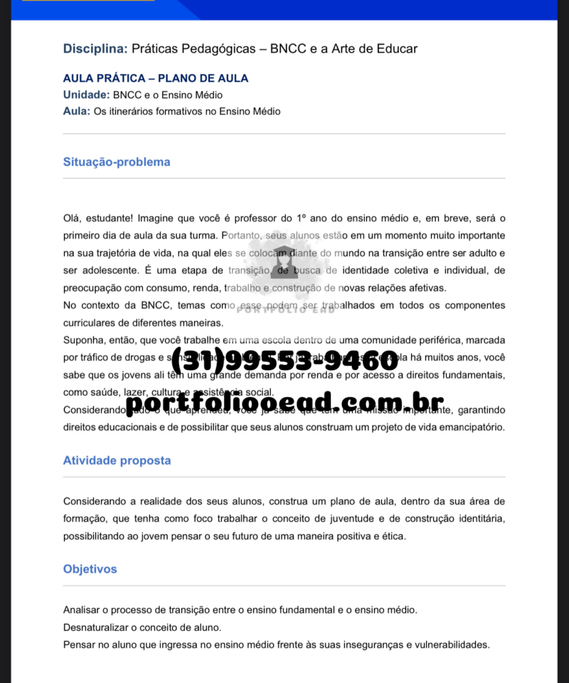 Plano de aula Práticas pedagógicas – BNCC e a arte de educar Matemática