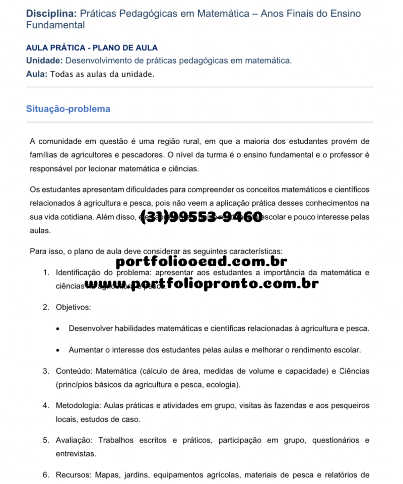 Plano de aula Práticas Pedagógicas em Matemática – Anos Finais do Ensino Fundamental