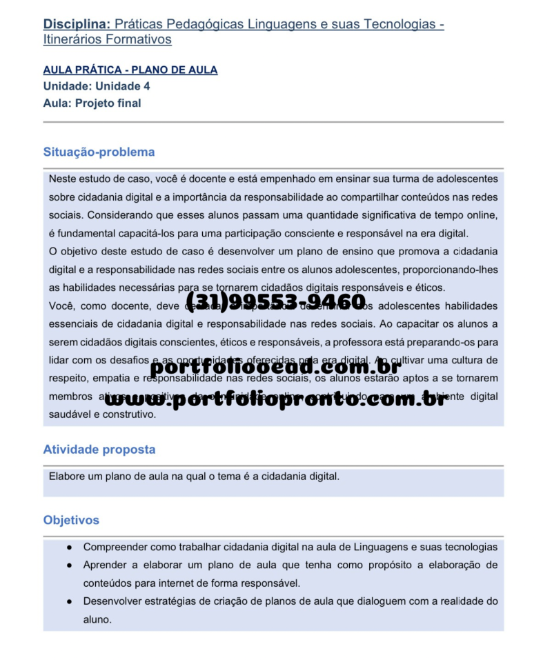 Plano de aula Práticas Pedagógicas Linguagens e suas Tecnologias - Itinerários Formativos