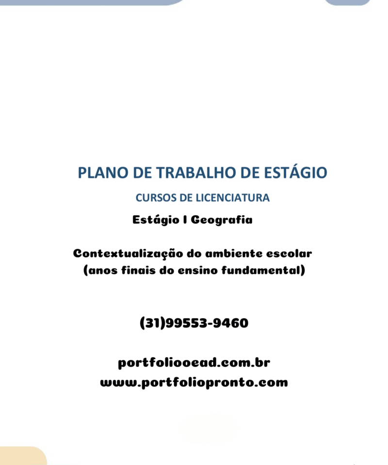 Estágio I Geografia Contextualização do ambiente escolar (anos finais do ensino fundamental)