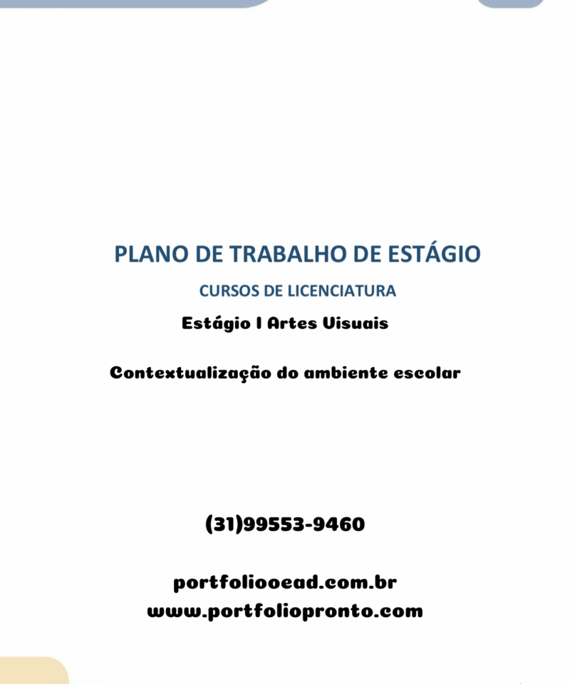 Estágio I Artes Visuais Contextualização do ambiente escolar