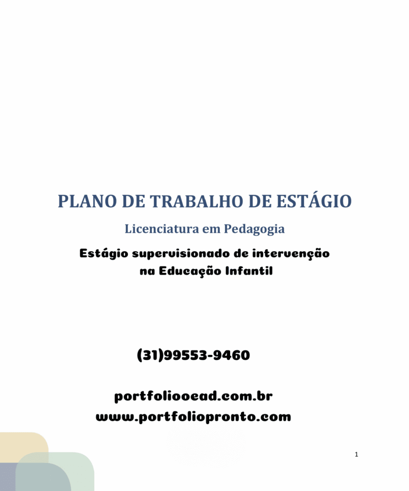 Estágio supervisionado de intervenção na Educação Infantil
