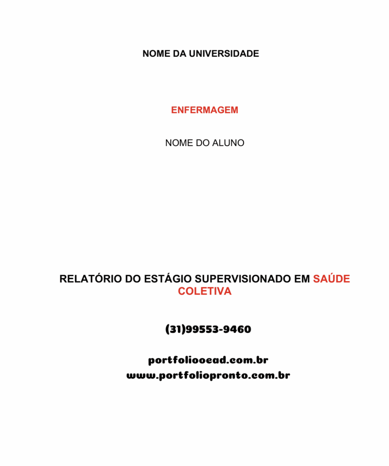 Estágio supervisionado II Enfermagem - Saúde Coletiva