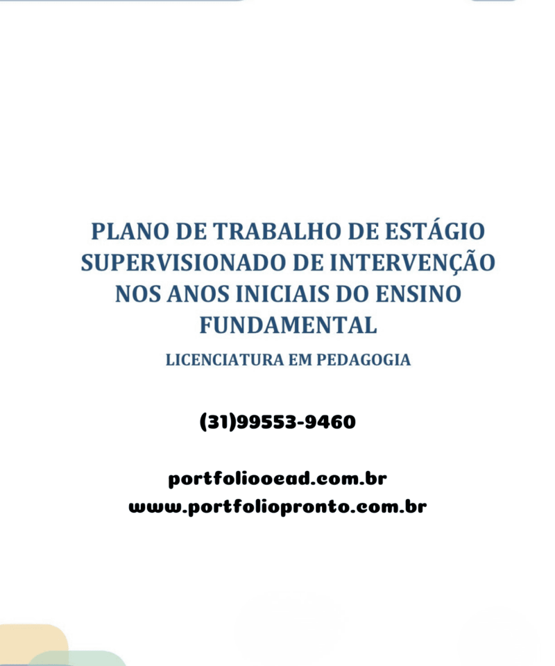 Estágio supervisionado de intervenção nos anos iniciais do ensino fundamental