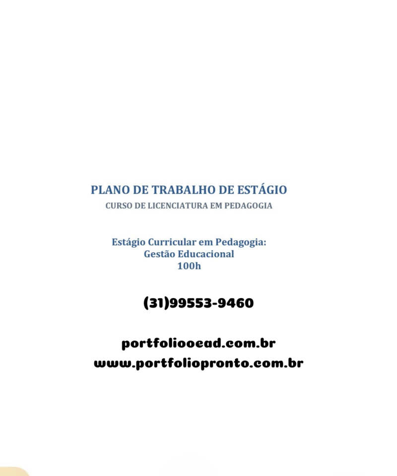Estágio supervisionado Gestão Educacional Pedagogia