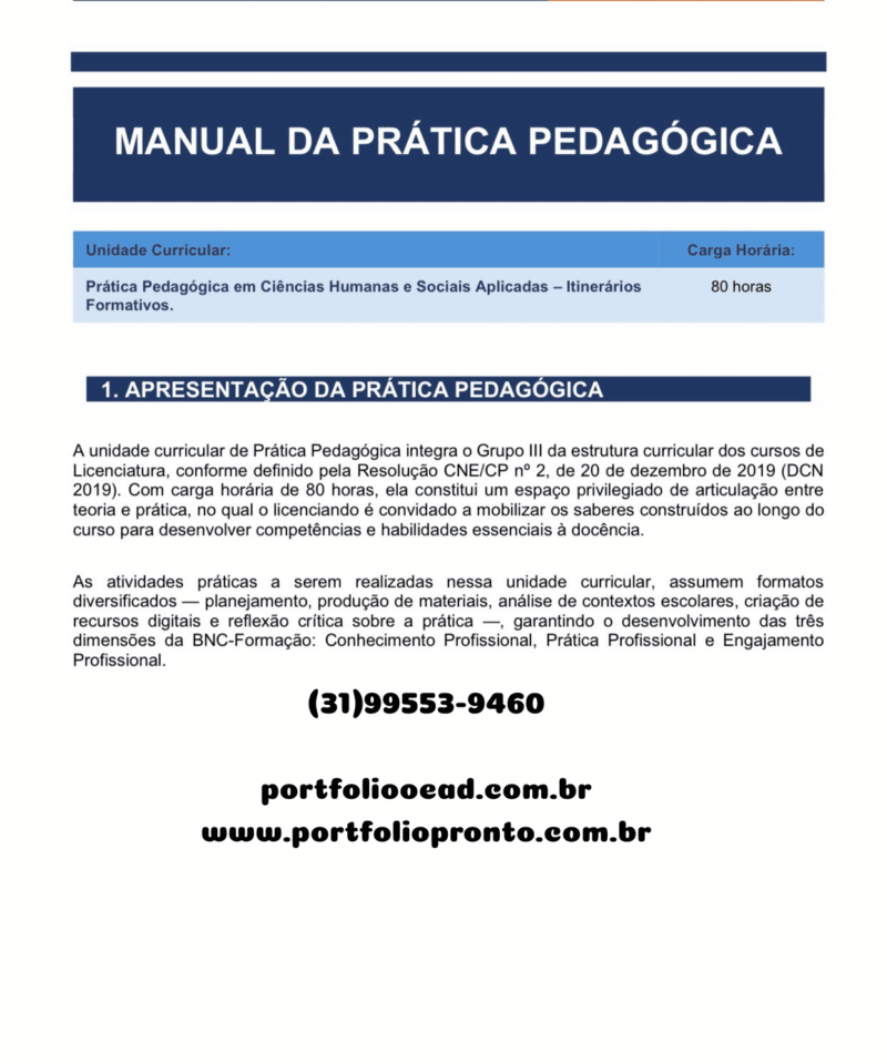 Prática Pedagógica em Ciências Humanas e Sociais Aplicadas – Itinerários Formativos